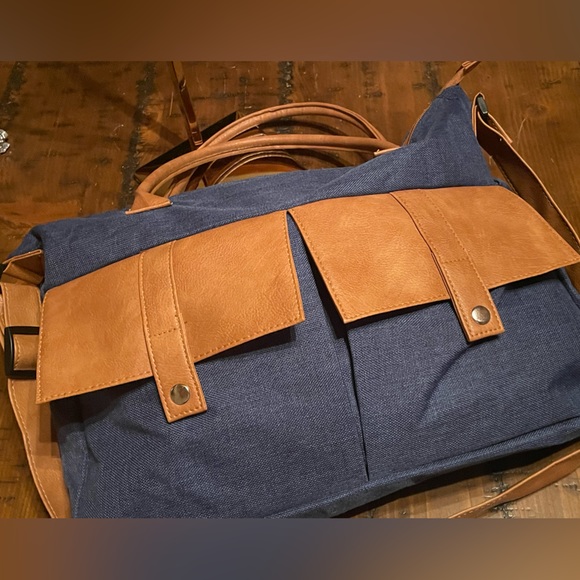 Faux Denim & Leather Bag - Picture 3 of 7